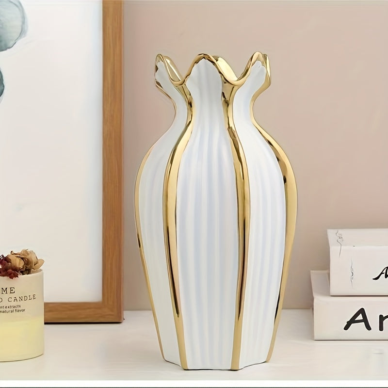 Contemporary Electroplated Decorative Ceramic Vase for Elegant Flower Arrangements in The Living Room