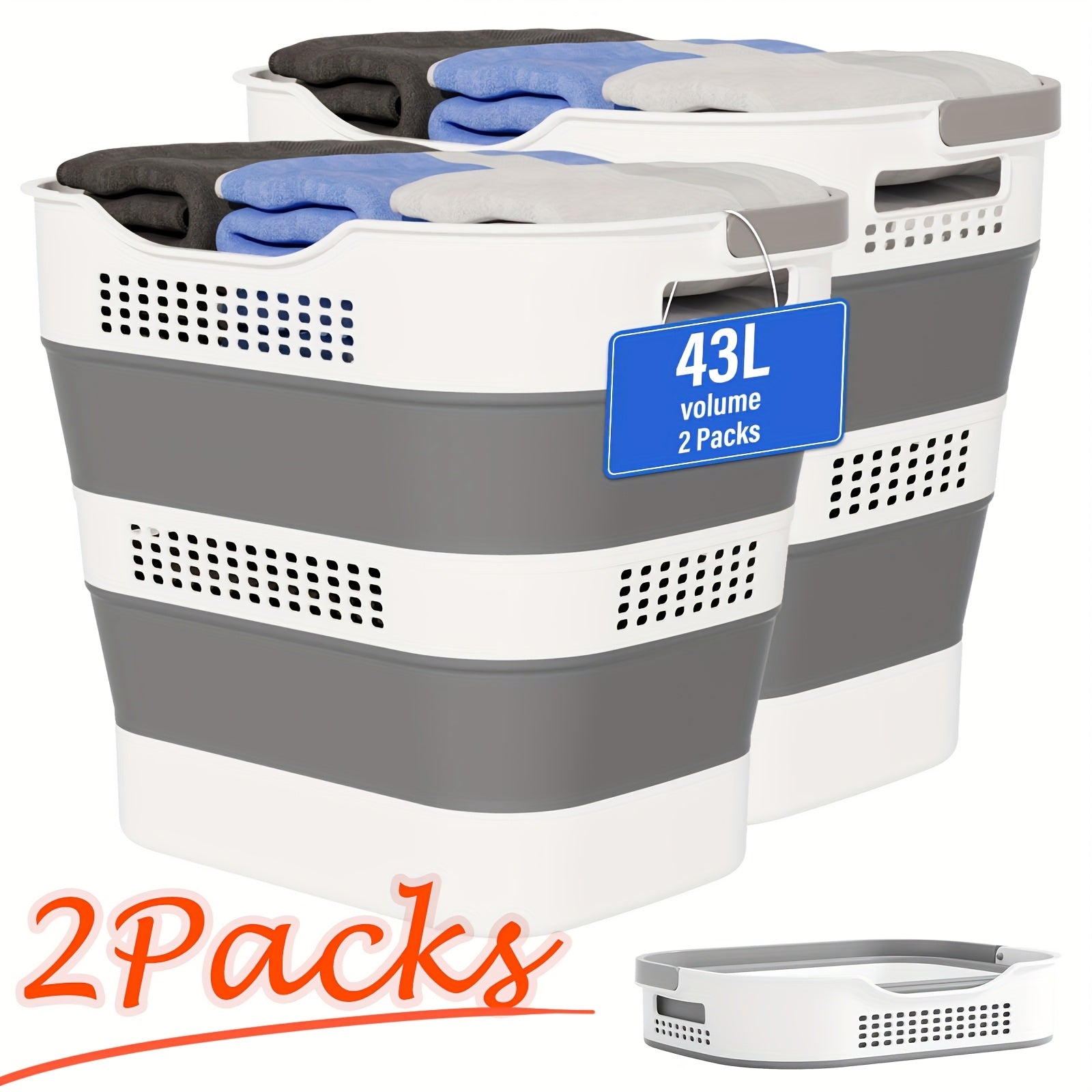 Versatile Stackable Home Storage Bins – portable space-saving storage, Collapsible Laundry Basket 43L 11 5 Gallon Foldable Laundry Basket Plastic with Handles Pop, designed for American homes, daily convenience and practical gifting