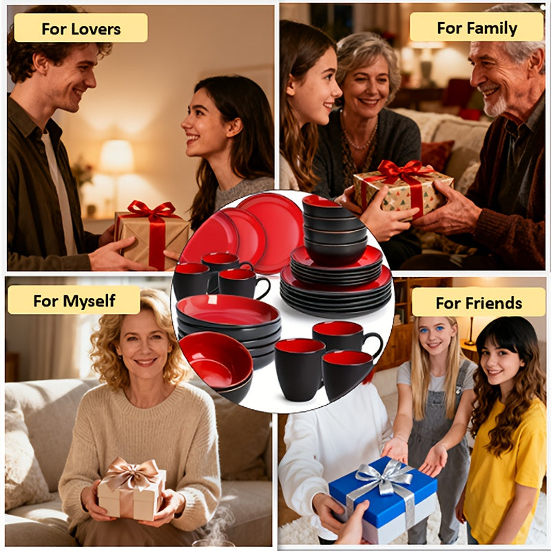 Versatile Home Accent Rug – comfortable decorative floor coverage, Gifts for Weddings Zenora Ceramic Dinnerware Set Modern Style Porcelain Plates Matte Red And, designed for American homes, daily convenience and practical gifting