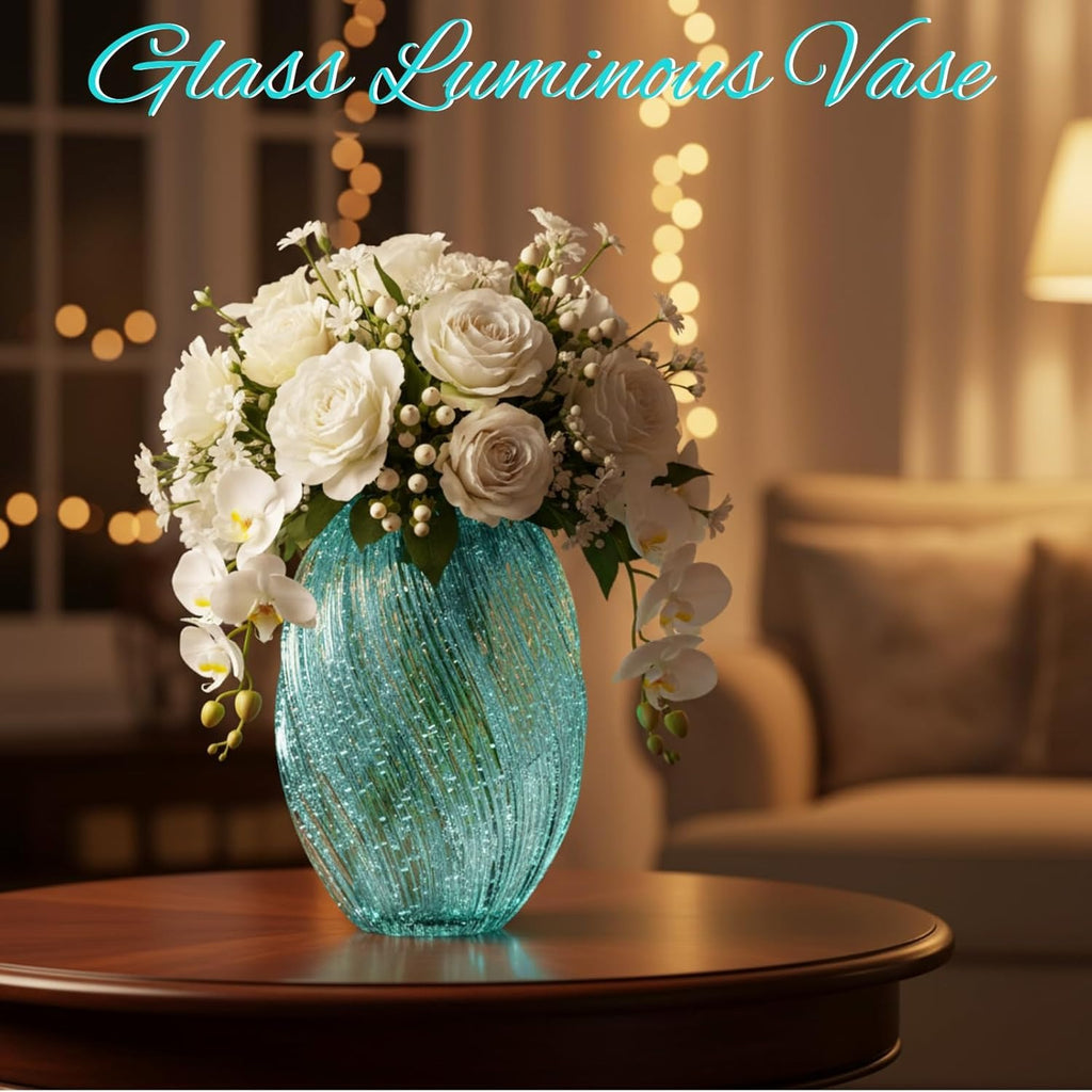 Versatile Decorative Flower Vase – tabletop floral display and modern home decor, Wave Mouth Vases Luminous Handmade Glass Flower Vase Desktop Ornaments Propagation Station Plant Holder, designed for American homes, daily convenience and practical gi