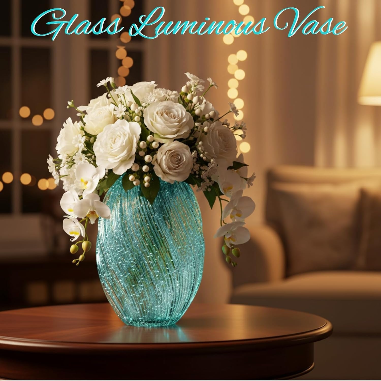 Versatile Decorative Flower Vase – tabletop floral display and modern home decor, Wave Mouth Vases Luminous Handmade Glass Flower Vase Desktop Ornaments Propagation Station Plant Holder, designed for American homes, daily convenience and practical gi