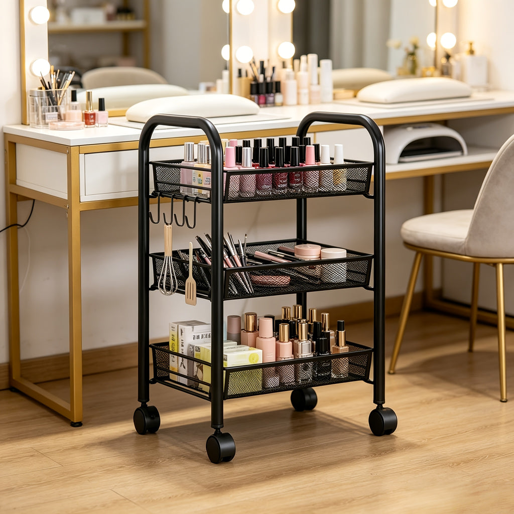 Compact Adjustable Home Storage Rack – durable multi-purpose storage, 1 Removable Storage Rack Adjustable Kitchen Storage Rack Metal Shelf On Wheels Food Cabinet, designed for American homes, daily convenience and practical gifting