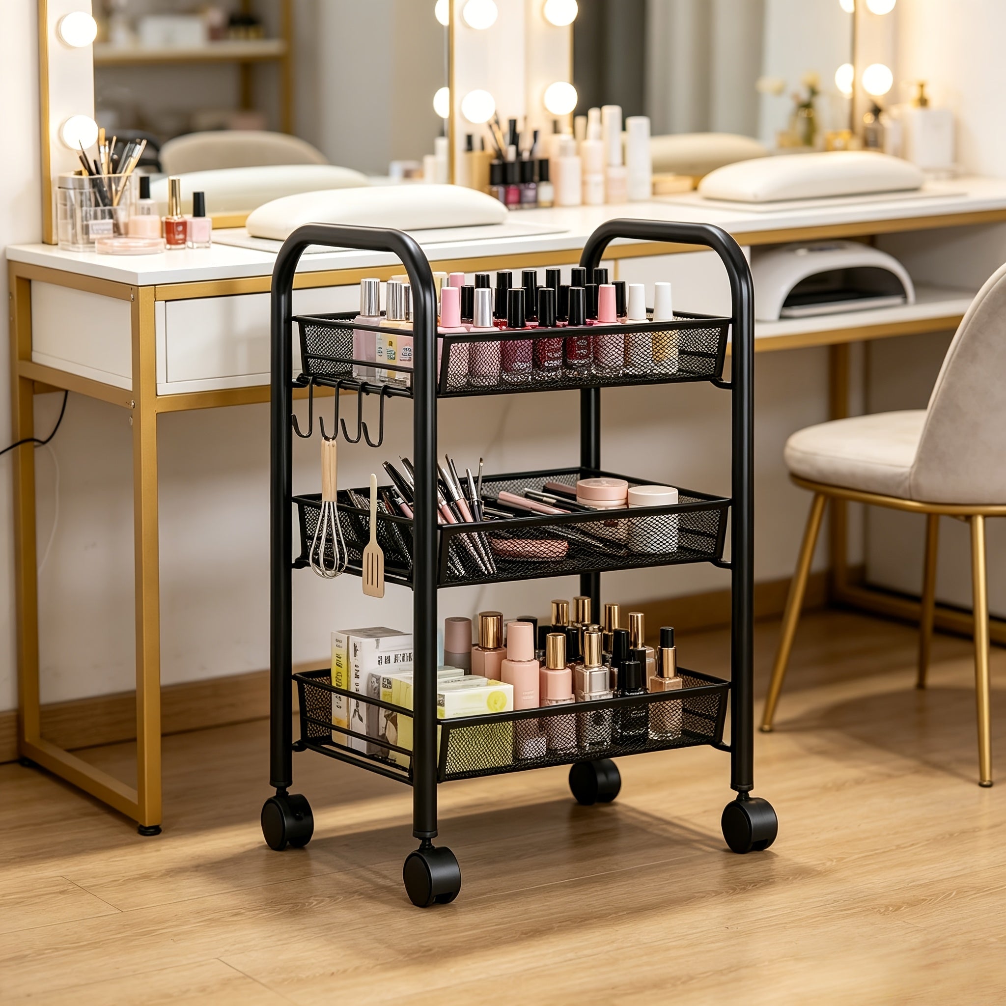 Compact Adjustable Home Storage Rack – durable multi-purpose storage, 1 Removable Storage Rack Adjustable Kitchen Storage Rack Metal Shelf On Wheels Food Cabinet, designed for American homes, daily convenience and practical gifting