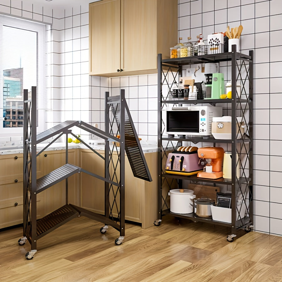 Modern Adjustable Home Storage Rack – durable multi-purpose storage, 3 4 5-Tier Outdoor Storage Rack No Assembly Required Multi-Layer Storage Rack with Wheels, designed for American homes, daily convenience and practical gifting