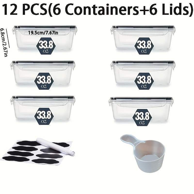 24/48pcs Food Storage Containers Set Kitchen Organizers Meal Prep Container Airtight, BPA-Free Reusable Snack Lunch Containers, Easy-Snap Lids, Plastic 12/24 Containers+12/24 Lids Pantry Kitchen Organization with Labels And Marker