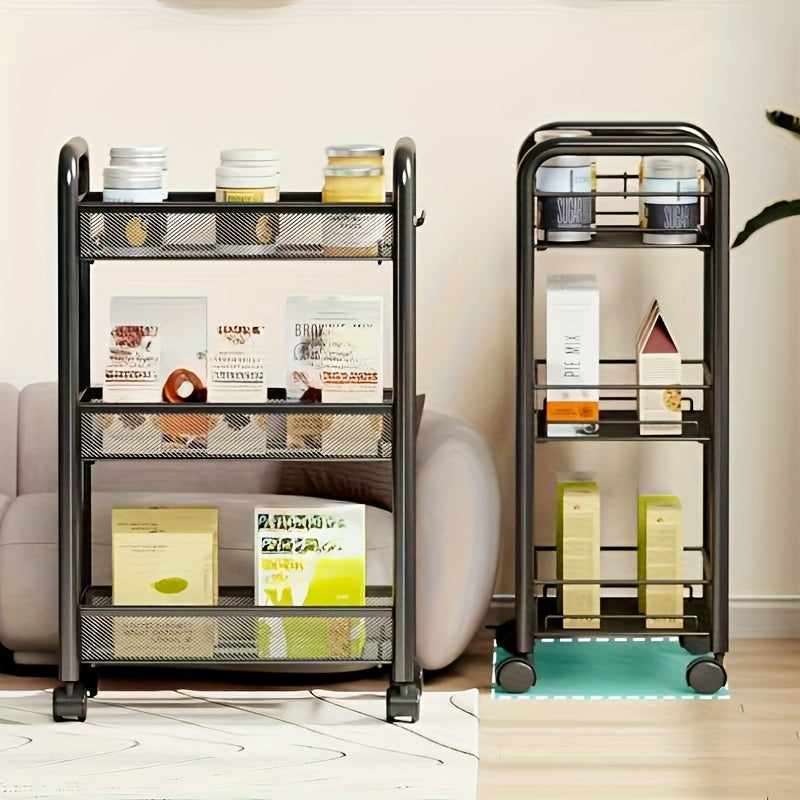 Space-Saving Adjustable Home Storage Rack – durable multi-purpose storage, Multi-layer Carbon Steel Storage Trolley Multifunctional Storage Trolley On Wheels Space Saving Detachable Carbon, designed for American homes, daily convenience and practical