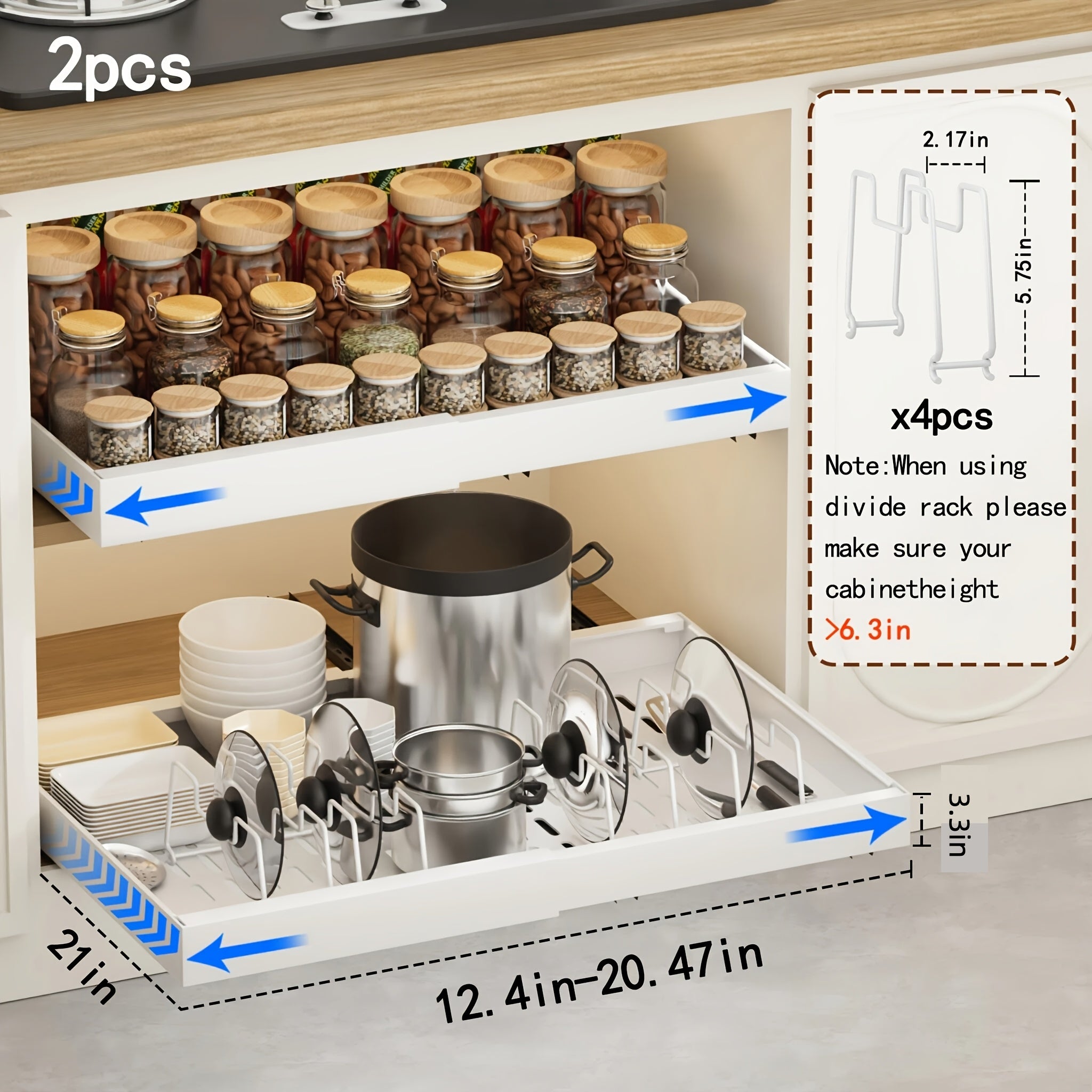 Home Organizer – 1 2 4pcs Expandable Pull-Out Cabinet Organizer 12 59-20 47 Inch Extendable
