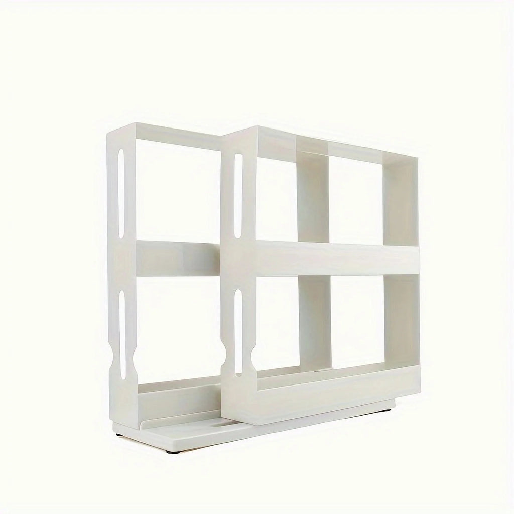 1 Double-Layer Shelf-Non-Slip Base Space-Saving Double-Layer Rotating Spice Rack -Made of Odorless Plastic, Suitable for Storing Essentials in The Kitchen And Bathroom. Spice Organizers And Storage