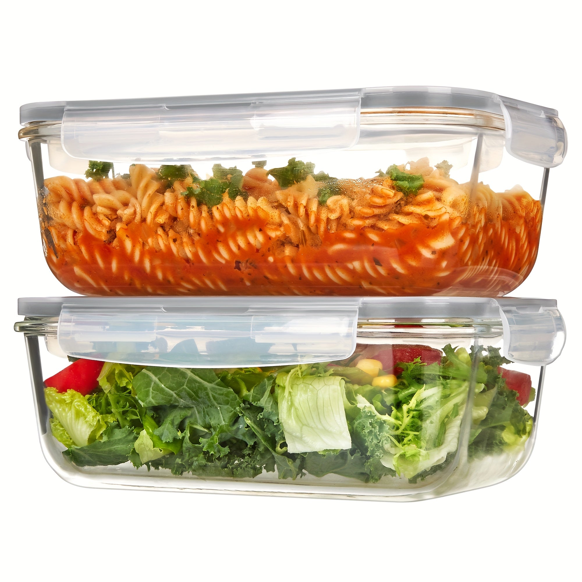Food Storage Containers – Multi-Purpose 2Pack Glass Meal Prep Container Set – leak-resistant lids, reusable