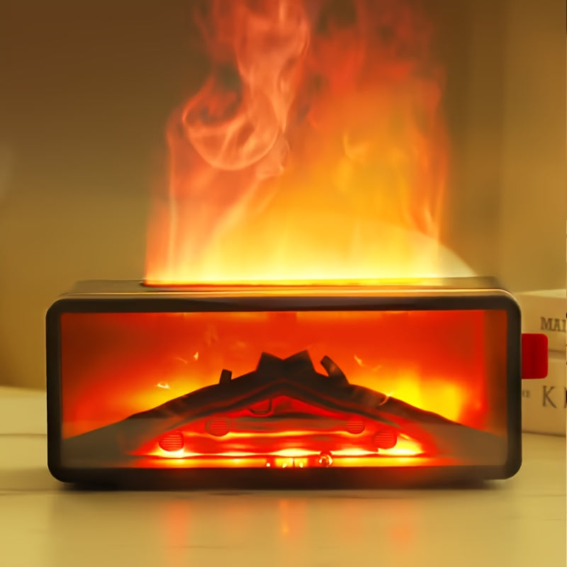Ambient Home Decor – 3D Realistic Flame Electric Fireplace, Dual-function Aroma Diffuser And Humidifier, Silent Operation, Realistic Fireplace Effect with Flickering Flames, Suitable for Liv