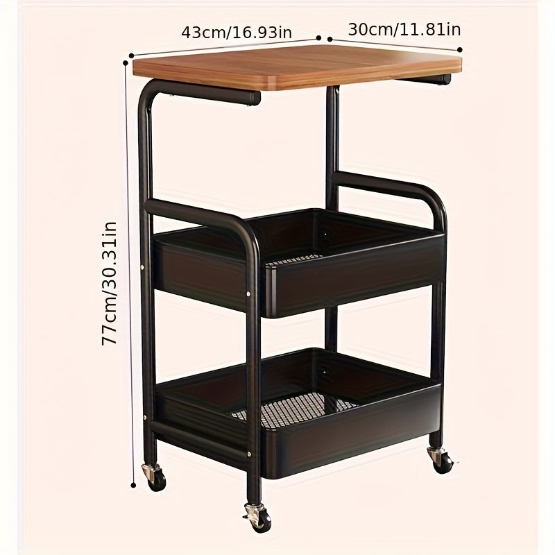 Modern Adjustable Home Storage Rack – durable multi-purpose storage, Three-tier Storage Rack Multi-functional Rolling Trolley with Desktop Silent Casters for Easy Movement Suitable, designed for American homes, daily convenience and practical gifting