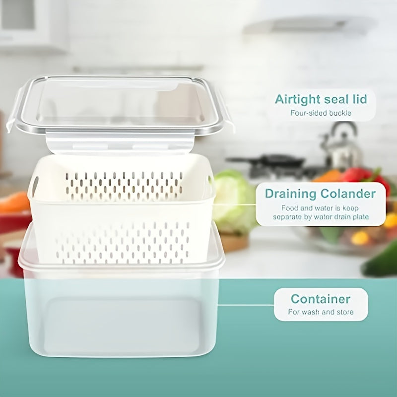 Versatile 6pcs Airtight Food Storage Containers – leak-resistant reusable meal prep, 6pcs 2 Crisperboxes 2 Drainbaskets 2-piecelid BPA-Free Plastic Food Storage Containers Set WithDrain Baskets, designed for American homes, daily convenience and prac