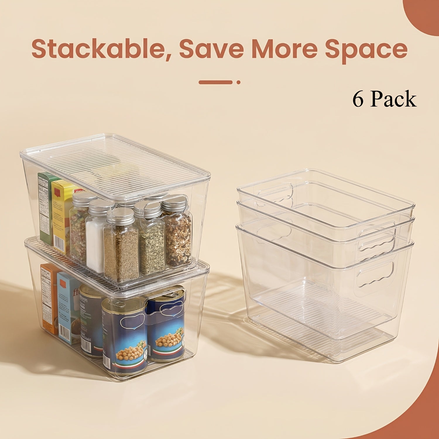 Easy-Access 6 Pack Refrigerator Storage Organizer – easy-access fridge organization, Stackable Storage Bins 6 Pack Clear Stackable Storage Bins With Lids Medium Plastic Containers, designed for American homes, daily convenience and practical gifting