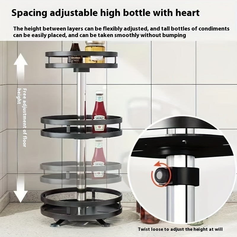 3-Tier/2-Tier Multi-Level Revolving Kitchen Organizer, A Smart Turntable Caddy To Eliminate Cabinet & Pantry Clutter, Features 360° Smooth-Glide Rotation & Raised Rims For Secure Storage Of Spices, Cans & Sauces