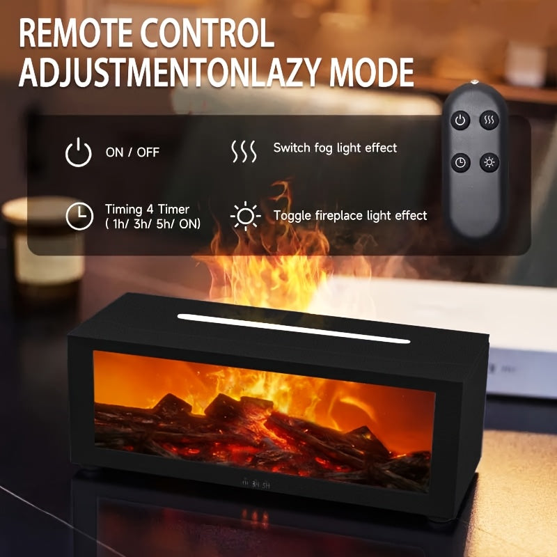 Local Warehouse USB-Powered Simulated Flame Fireplace Humidifier, with Periodic Shut-off Function, Warm Ambient Lighting, and the Ability to Add Aromatic Essential Oils. Suitable for Homes, Schools, Offices, and as a Holiday Gift. An Ideal Choice