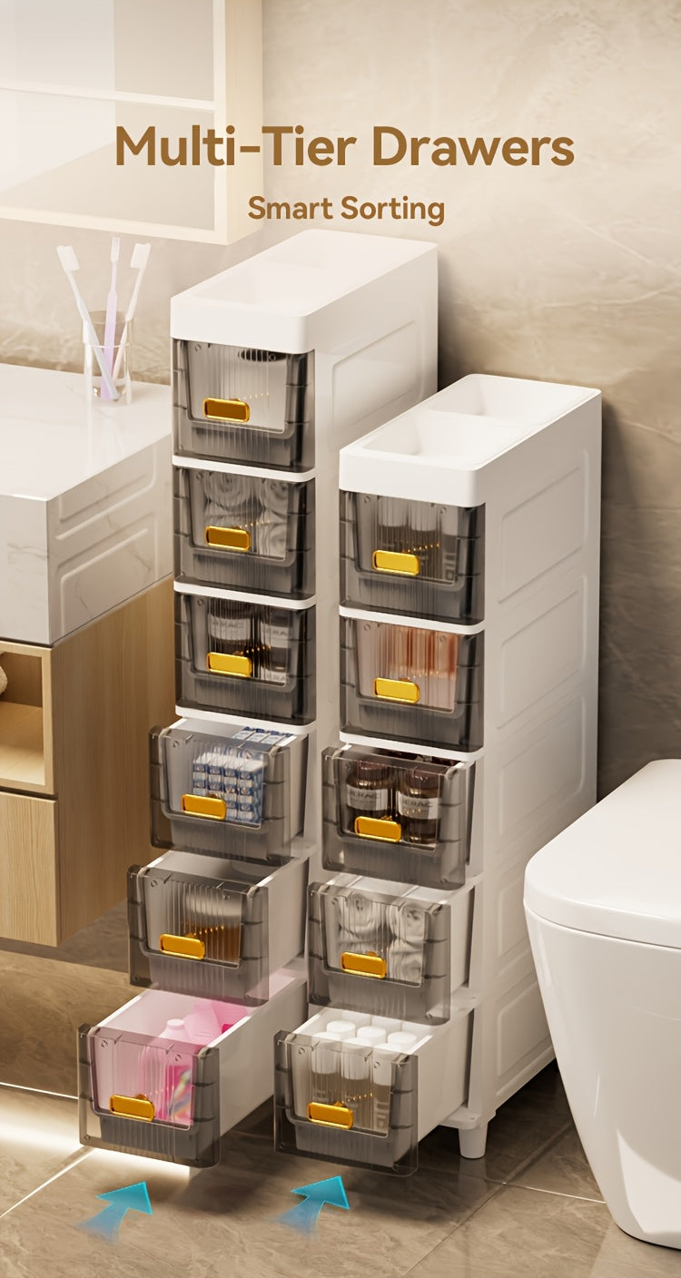 Compact Pull-Out Cabinet Organizer – smooth-access cabinet organization, Deluxe Slim Storage Cabinet with Drawers - Durable Waterproof PP Material Multi-Purpose Organizer with, designed for American homes, daily convenience and practical gifting