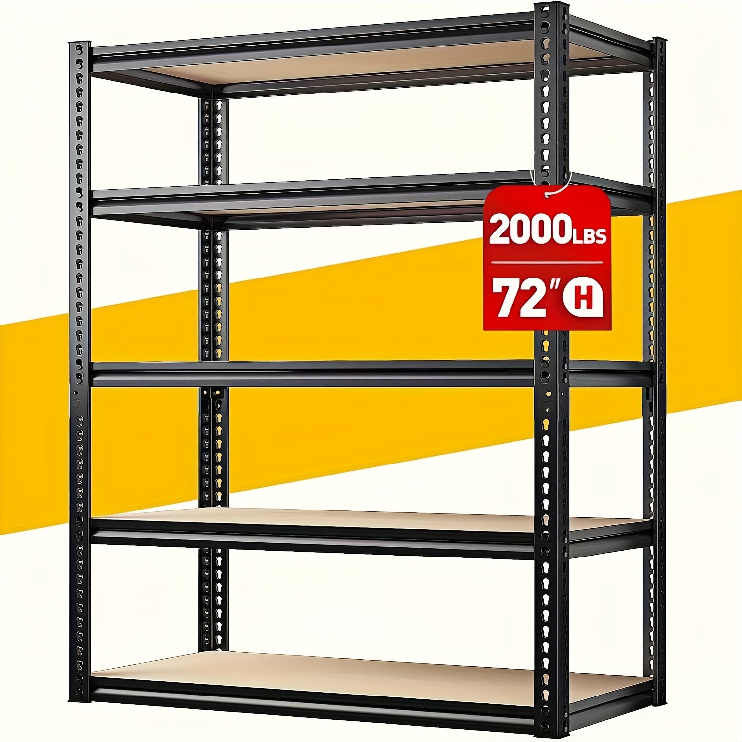 Versatile 5 Tier Adjustable Home Storage Rack – durable multi-purpose storage, 2000LBS Garage Shelving 72 H Storage Shelves Heavy Duty Shelving 5 Tier Metal Shelves, designed for American homes, daily convenience and practical gifting