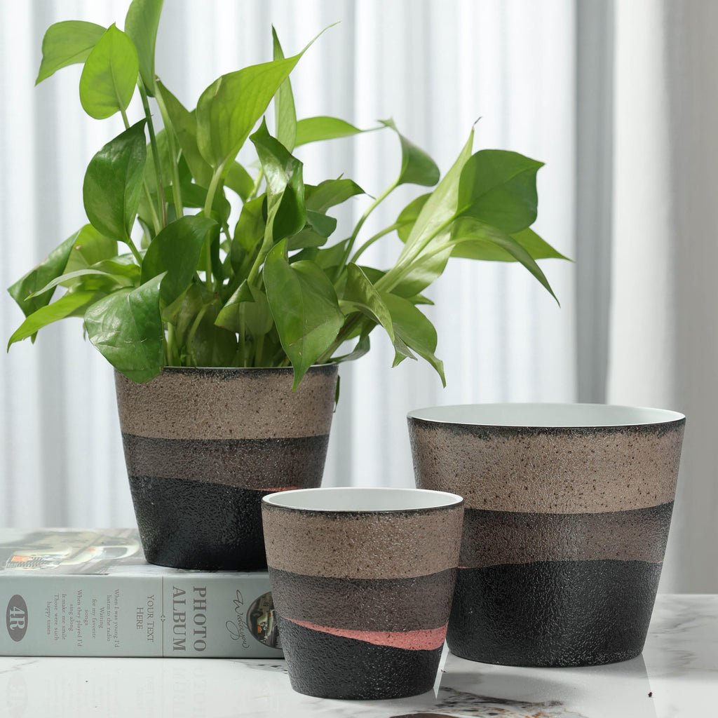 Premium 3pcs Decorative Flower Vase – tabletop floral display and modern home decor, 3pcs Set PolyStone Modern Round Planters - Lightweight Weather-Resistant Indoor Outdoor Flower Pots with, designed for American homes, daily convenience and practica