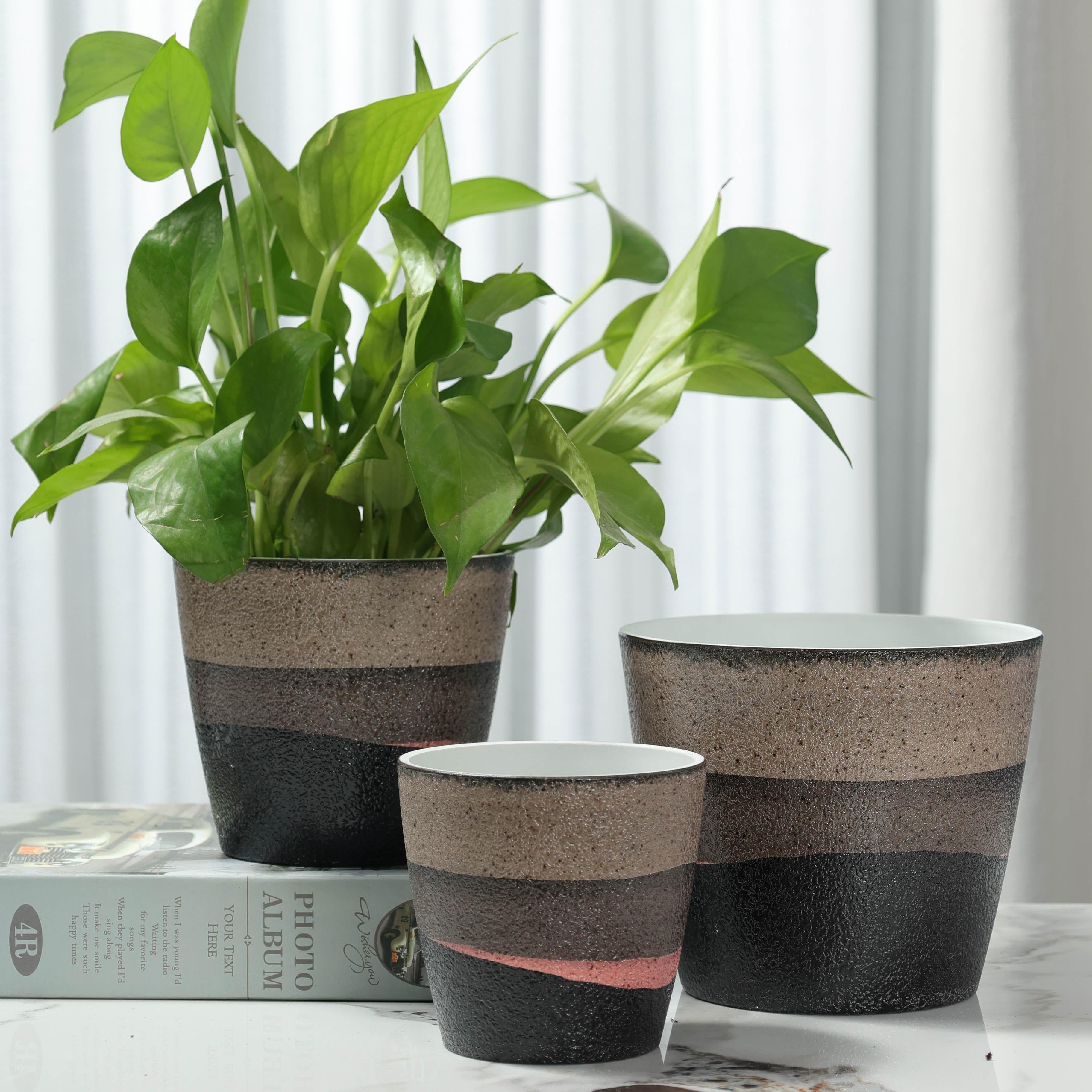 Premium 3pcs Decorative Flower Vase – tabletop floral display and modern home decor, 3pcs Set PolyStone Modern Round Planters - Lightweight Weather-Resistant Indoor Outdoor Flower Pots with, designed for American homes, daily convenience and practica