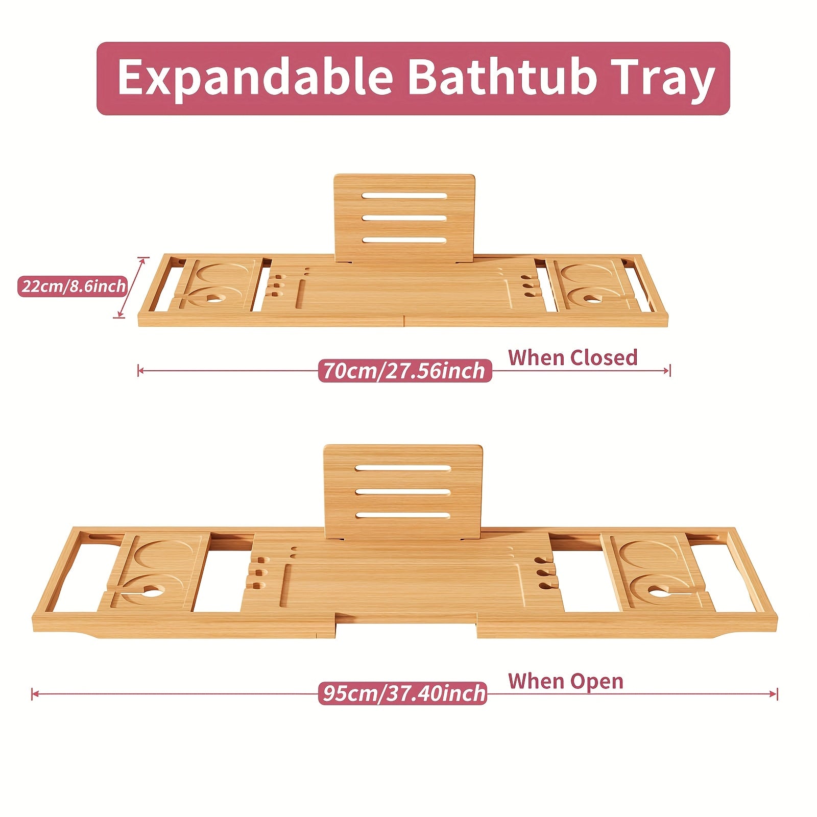 Sturdy And Durable Bathtub Tray, Made Of Wood. The Bath Table Tray Is Adjustable. The Bathtub - Specific Bath Caddy Tray Ensures Hassle - Free Storage. A Thoughtful Gift for Her.