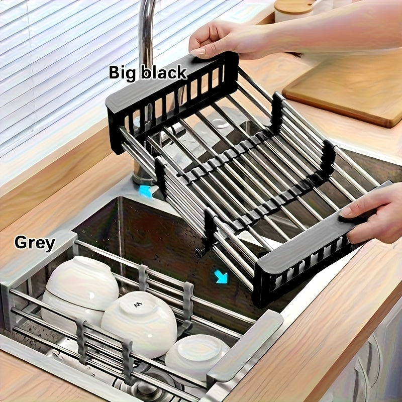 Kitchen Essential – Stainless Steel Retractable Drainage Basket, Kitchen Sink, Fruit And Vegetable Basket, Vegetable Rack, Household for Modern US Homes, easy meal prep and organization, Ver