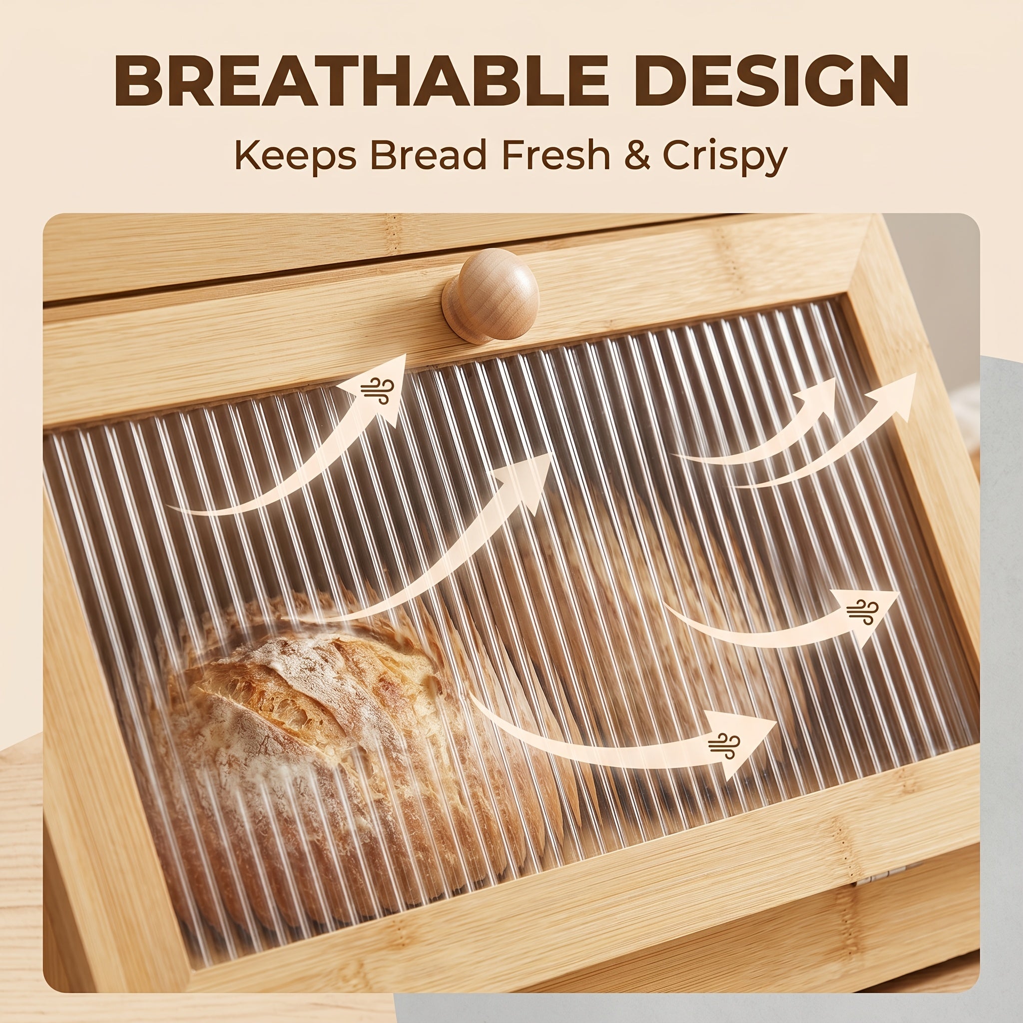 Versatile Countertop Bread Storage Box – fresh-bread countertop organization, 2-Tier Bamboo for bread Box Roll-Top Doors No Cross Flavor Natural Bamboo Countertop Food, designed for American homes, daily convenience and practical gifting