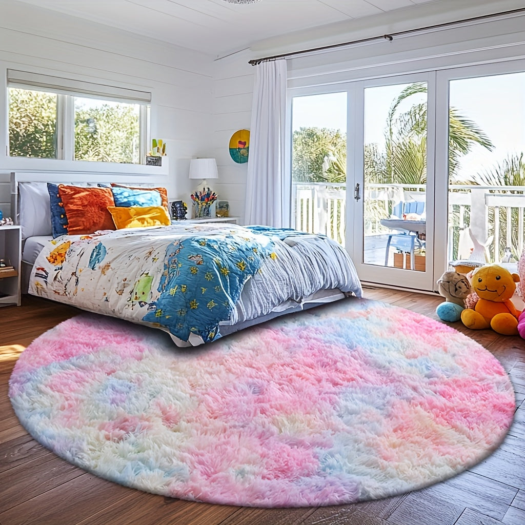 Area Rug – A Cozy Round Shaggy Rug Is Perfect for The Bedroom, While a Soft And Fluffy Round