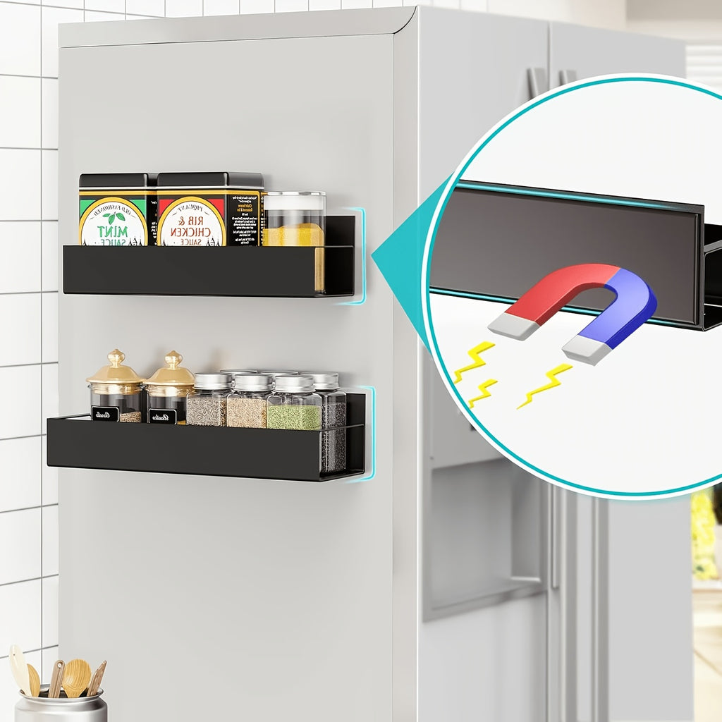 Space-Saving 2/4pcs Adjustable Home Storage Rack – durable multi-purpose storage, 2 4pcs Magnetic Storage Box Strong Magnetic Adsorption Non-perforated Installation Storage Rack Kitchen Refrigerator, designed for American homes, daily convenience and