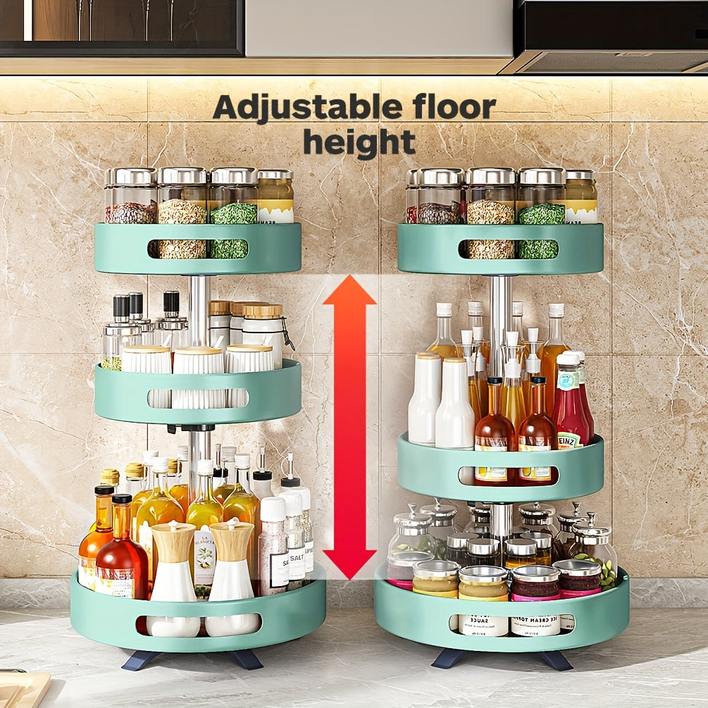 Heavy-Duty Adjustable Home Storage Rack – durable multi-purpose storage, Rotating Seasoning Storage Rack Kitchen Seasoning Shelf Double-layer Household Countertop Corner Seasoning Storage Rack, designed for American homes, daily convenience and pract