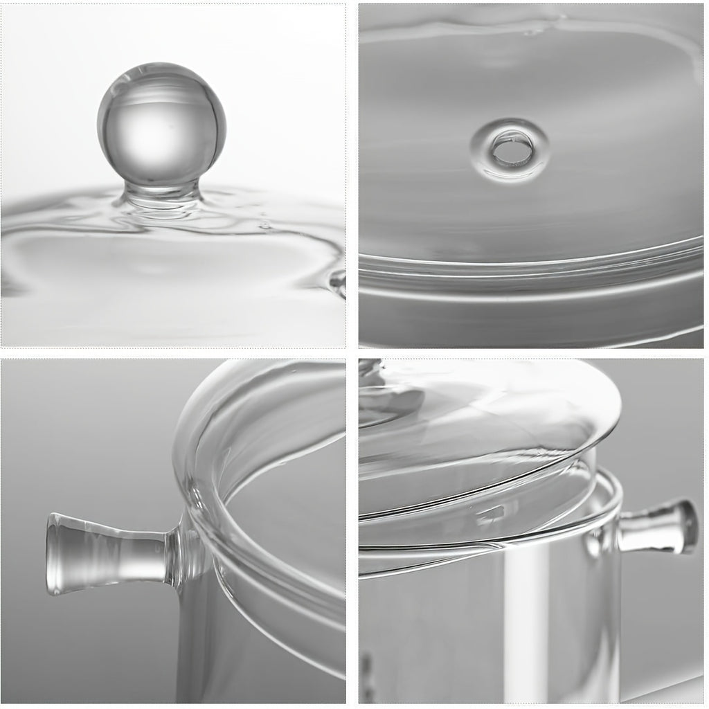 1 Set Of 2L/68oz Glass Pot with Lid, Open Cookware, Clear Soup Pot with Lid, Kitchen Small Tools, Kitchen Accessories, Kitchen Supplies, Suitable for Use In Restaurants