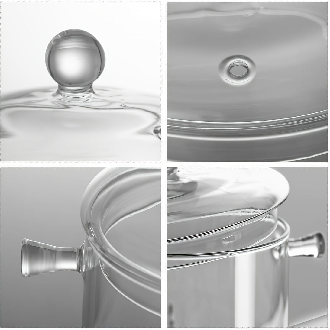 1 Set Of 2L/68oz Glass Pot with Lid, Open Cookware, Clear Soup Pot with Lid, Kitchen Small Tools, Kitchen Accessories, Kitchen Supplies, Suitable for Use In Restaurants