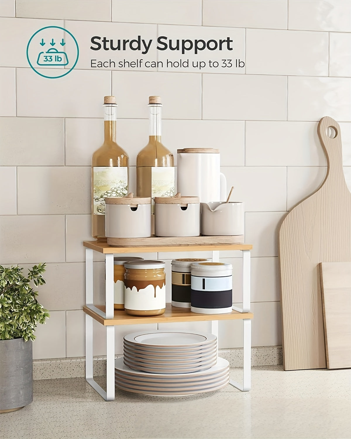 Premium Adjustable Home Storage Rack – durable multi-purpose storage, Set of Two Adjustable And Stackable Shelf Organizers - Versatile Wooden Storage Rack for, designed for American homes, daily convenience and practical gifting