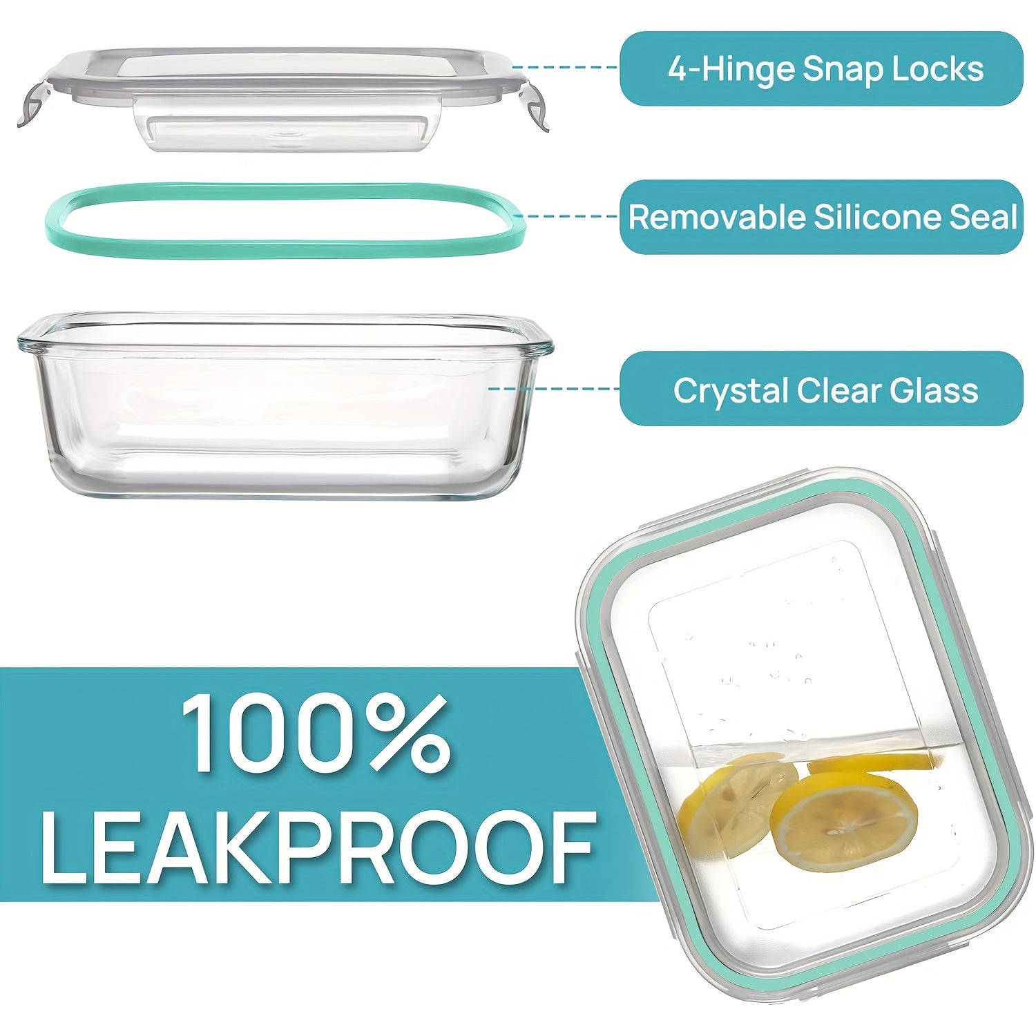 8 Storage Containers, Pre-Meal Preparation, Sealed Lunch Box, Leak-Proof Lock Lid, Microwave Oven, Lunch Box, Oven, Refrigerator And Dishwasher, Bpa-Free, Containing 4 Cleaning Sponges Storage Container Storage Container with Lid
