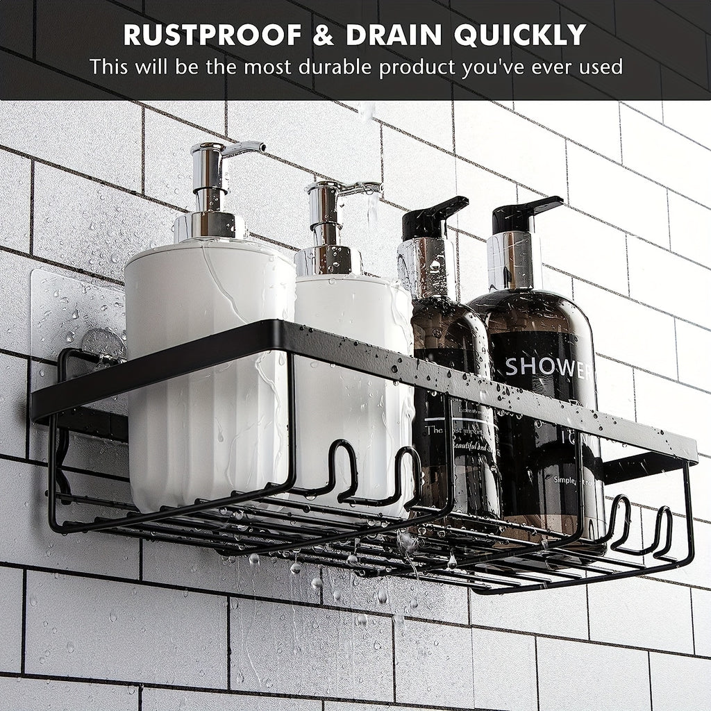 Bathroom Organizer – 5-Pack Adhesive Shower Caddy with Soap Holder - No Drill Rustproof Stainless Shower Shelves, Wall-Mounted Bathroom Organizer Suitable for Bathtub, Shower Enclosure - Spa
