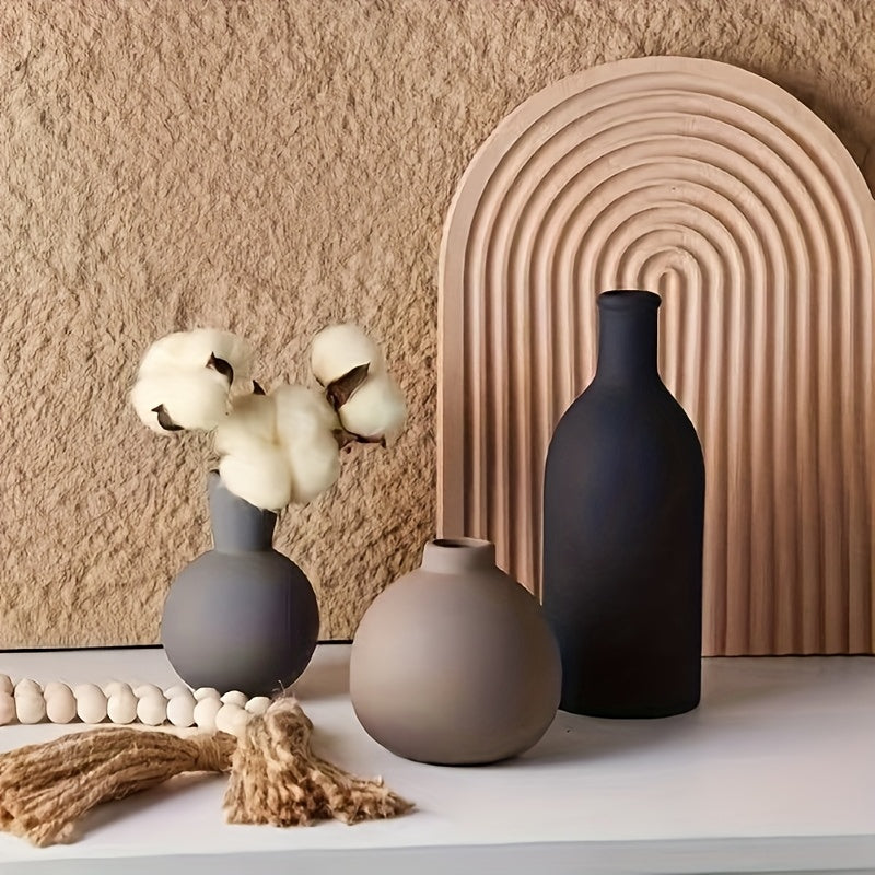 3pcs Easy Morandi Ceramic Vase Set for Dried Flowers, Fresh Flowers, Home Decor Ornaments And Flower Arrangements Holiday Gifts