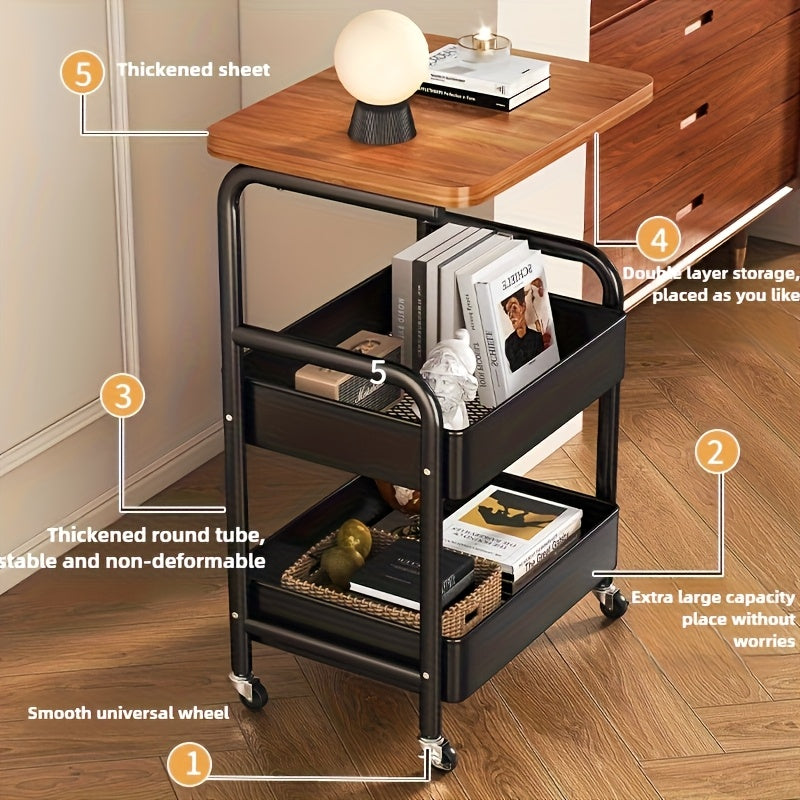 Modern Adjustable Home Storage Rack – durable multi-purpose storage, Three-tier Storage Rack Multi-functional Rolling Trolley with Desktop Silent Casters for Easy Movement Suitable, designed for American homes, daily convenience and practical gifting