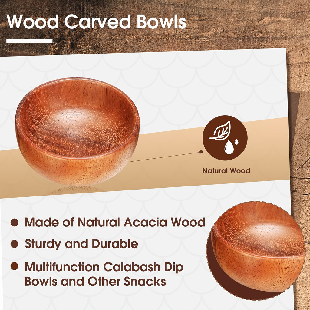 Premium 10pcs Home Storage Organizer – space-saving everyday organization, 10pcs Acacia Wooden Bowls Small Calabash Bowls Round Wood Salad Bowl Hand Carved Calabash, designed for American homes, daily convenience and practical gifting