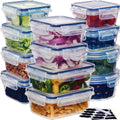 24/48pcs Food Storage Containers Set Kitchen Organizers Meal Prep Container Airtight, BPA-Free Reusable Snack Lunch Containers, Easy-Snap Lids, Plastic 12/24 Containers+12/24 Lids Pantry Kitchen Organization with Labels And Marker