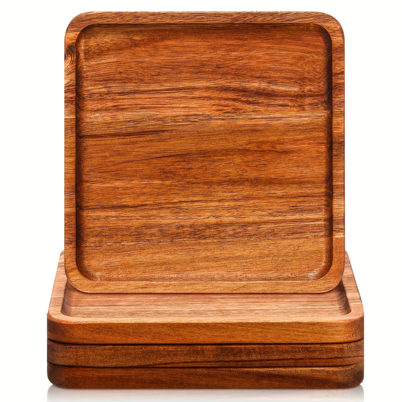 Heavy-Duty 4pcs Home Storage Organizer – space-saving everyday organization, 4pcs Wooden Plates 8 Inch Square Acacia Wood Charcuterie Board Wedding Dinner Serving Tray, designed for American homes, daily convenience and practical gifting