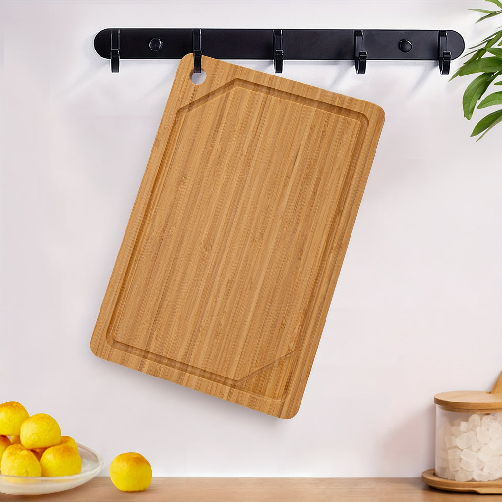 Bamboo Cutting Board for Kitchen, Bamboo Cutting Board Set Of 3 with Juice Groove, Double-Sided Chopping Board Serving Board with Hanging Hole for Meat, Vegetables And Cheese