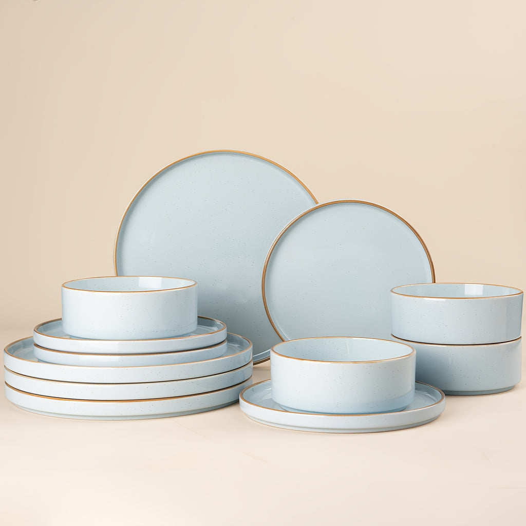 12pcs Stoneware Dinnerware Set for 4, Microwave And Dishwasher Safe