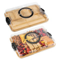 Heavy-Duty Home Storage Organizer – space-saving everyday organization, A Bamboo Tray with a Transparent Lid - Bamboo Charcuterie Cheese Board - Divided, designed for American homes, daily convenience and practical gifting