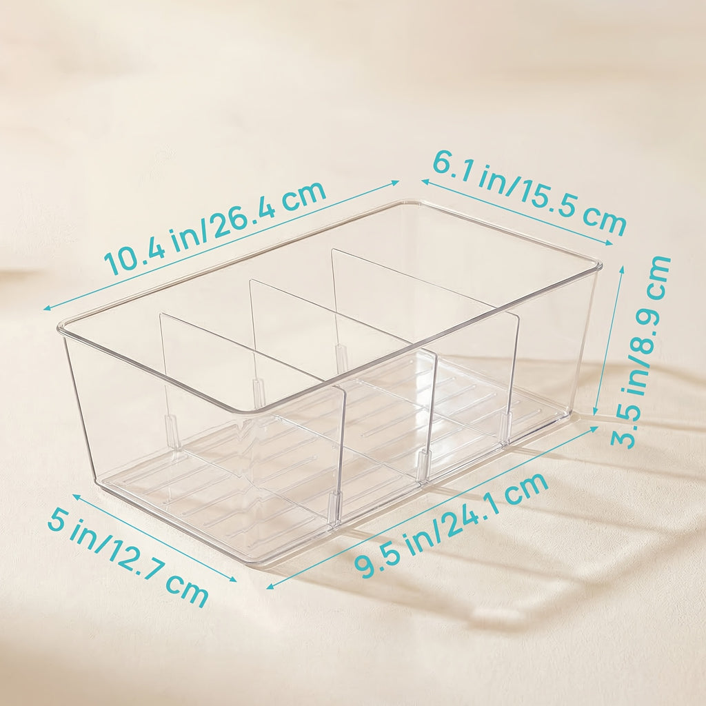 Kitchen Essential – [8 Transparent Storage Bins] Set of 8 Transparent Storage Bins for Organizing Food in The Pantry, Kitchen, Refrigerator, And Cabinets, Featuring 4 Compartments for Packet