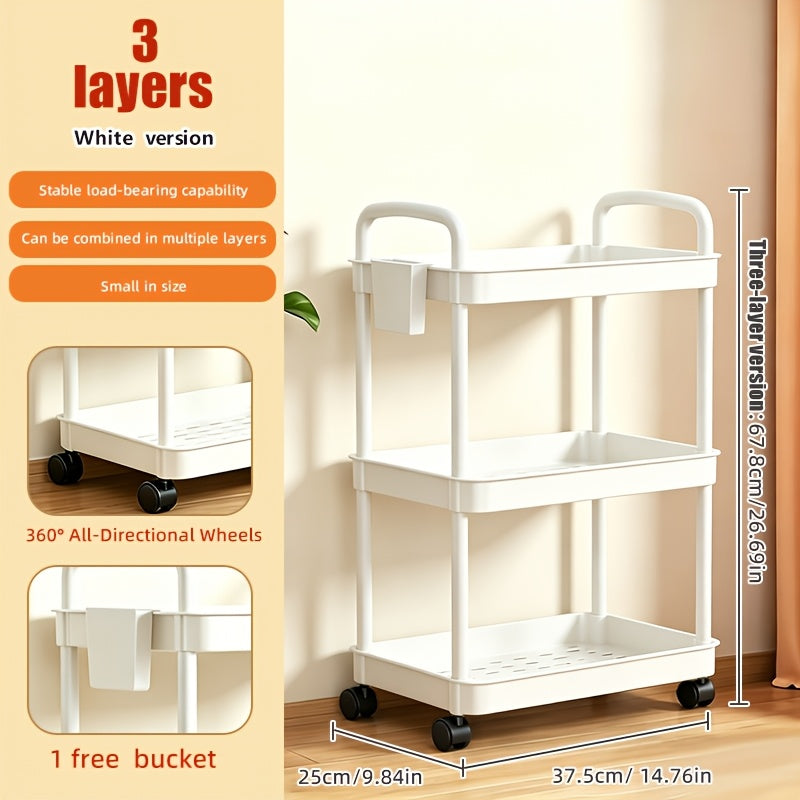 Modern Adjustable Home Storage Rack – durable multi-purpose storage, 3 4 5-Tier Plastic Rolling Utility Cart with Handle Multi-Functional Storage Trolley for Office, designed for American homes, daily convenience and practical gifting
