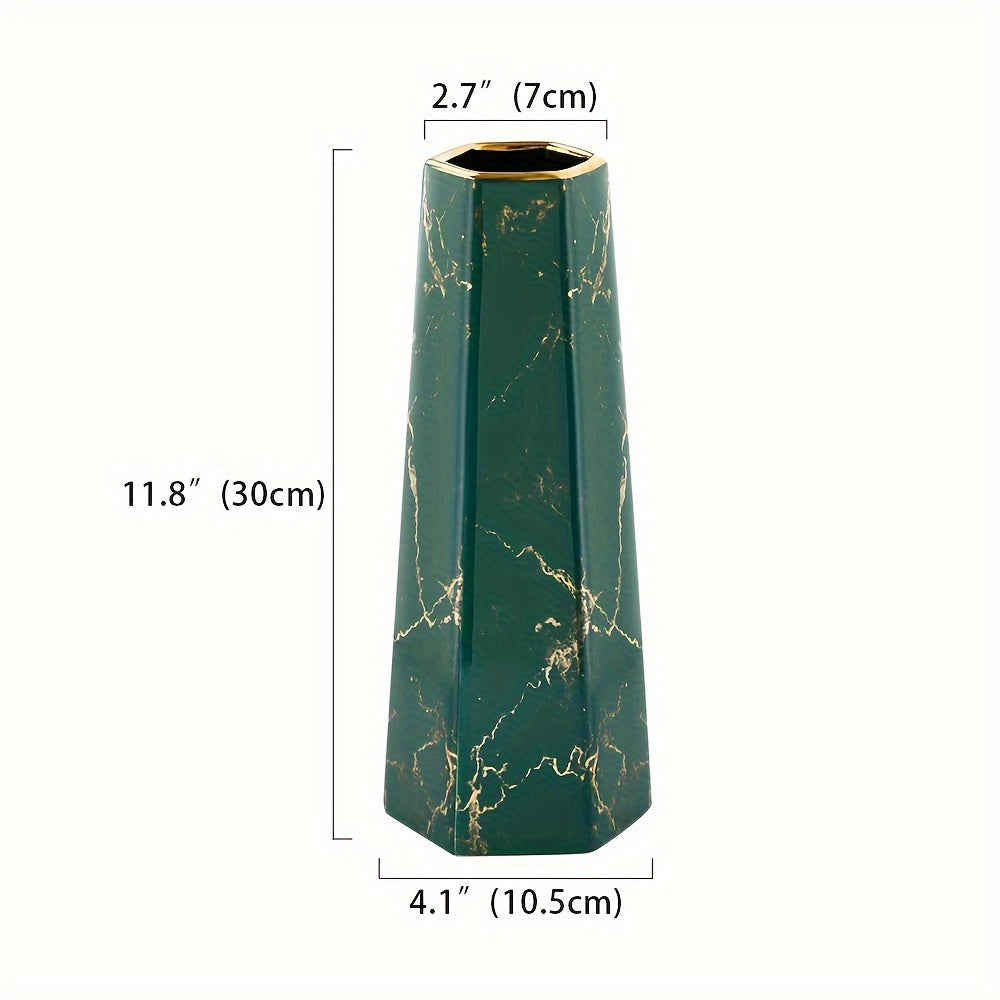 Compact Ceramic Flower Vase – tabletop floral display and modern home decor, White Gold Green Gold Finish Marble Ceramic Flower Vase Home Decor Vase And Table, designed for American homes, daily convenience and practical gifting