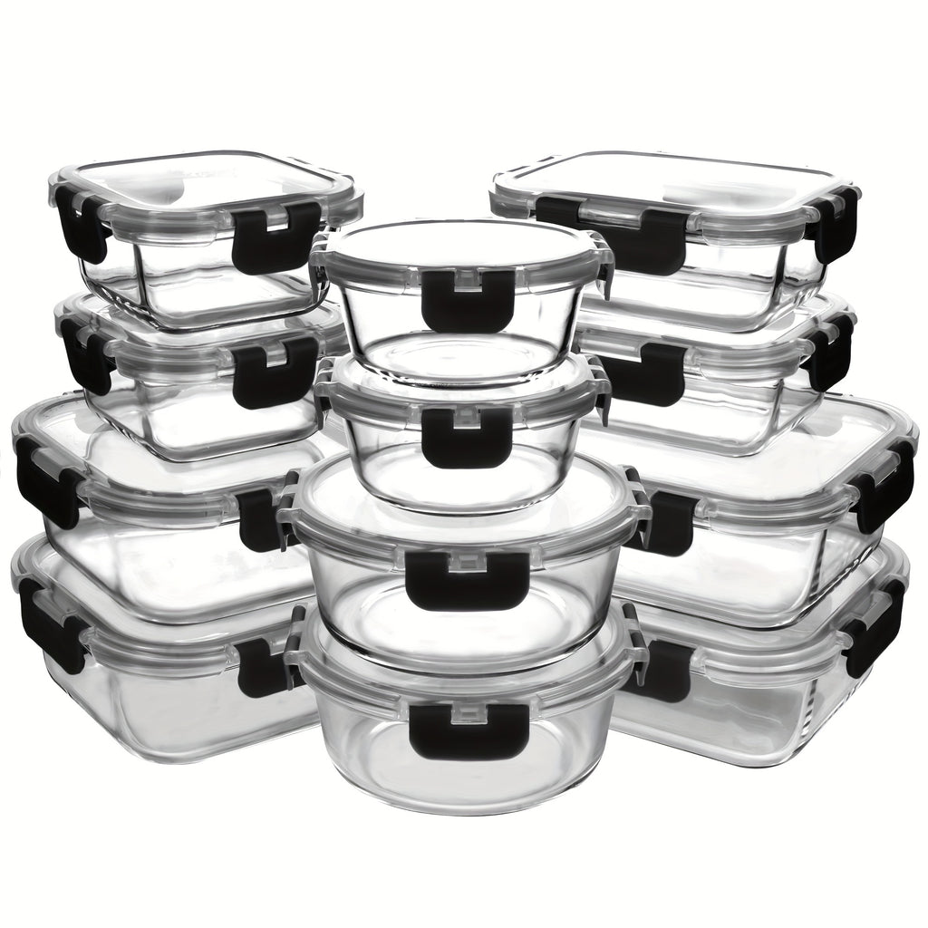 Space-Saving 12 Pack Glass Meal Prep Container Set – leak-resistant reusable meal prep, 12 Pack Glass Food Storage Containers Glass Meal Prep Containers With Airtight Lids Dishwasher, designed for American homes, daily convenience and practical gifti
