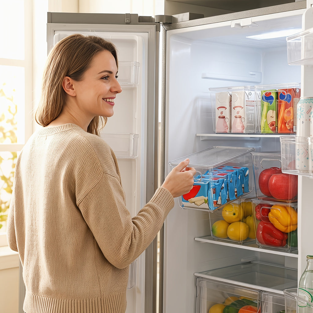 Easy-Access 6 Pack Refrigerator Storage Organizer – easy-access fridge organization, Stackable Storage Bins 6 Pack Clear Stackable Storage Bins With Lids Medium Plastic Containers, designed for American homes, daily convenience and practical gifting