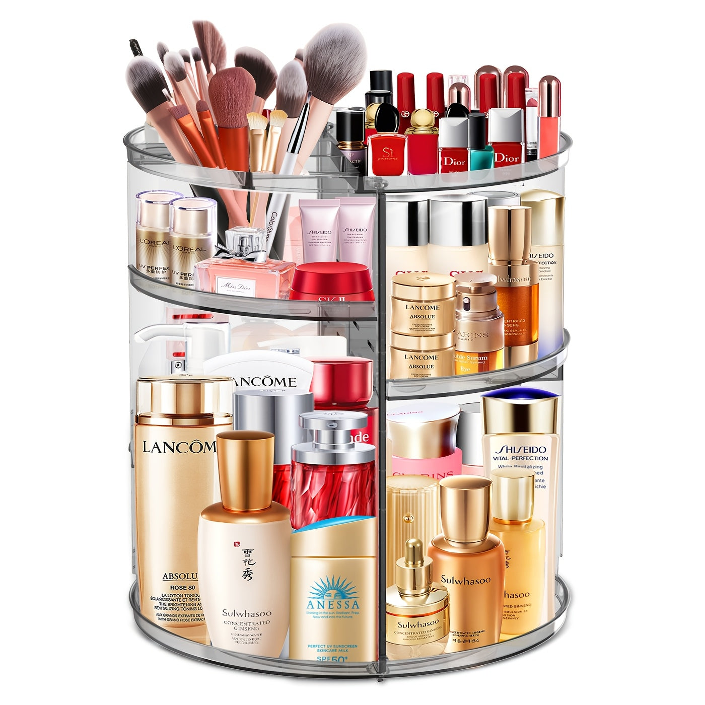 Storage Bins – 360 Degree Rotating Makeup Stand Large Capacity Makeup Product Storage Box 7