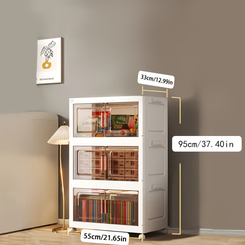 Modern Home Storage Organizer – space-saving everyday organization, Stackable Plastic Storage Cabinet with 2 to 5 Tiers Featuring Doors And Wheels Designed, designed for American homes, daily convenience and practical gifting