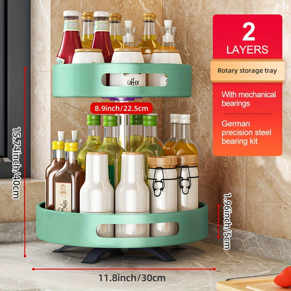 Heavy-Duty Adjustable Home Storage Rack – durable multi-purpose storage, Rotating Seasoning Storage Rack Kitchen Seasoning Shelf Double-layer Household Countertop Corner Seasoning Storage Rack, designed for American homes, daily convenience and pract